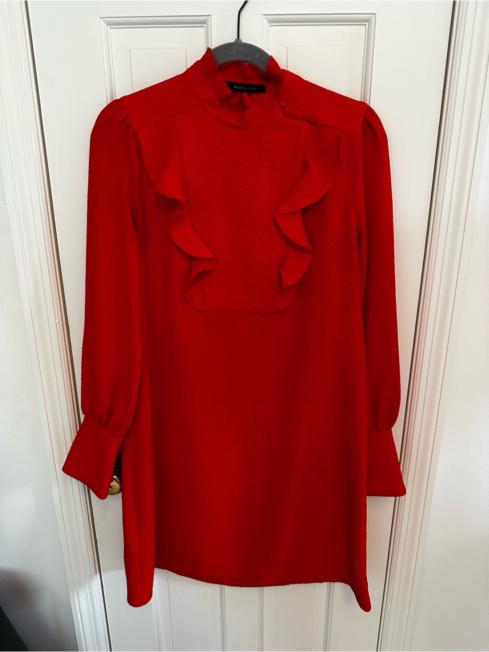 BCBGMaxAzria Mock Neck Ruffle Dress